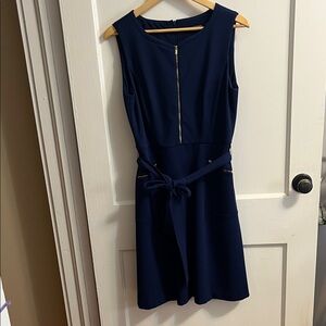 Ellen Tracy Navy Blue Dress with Belt